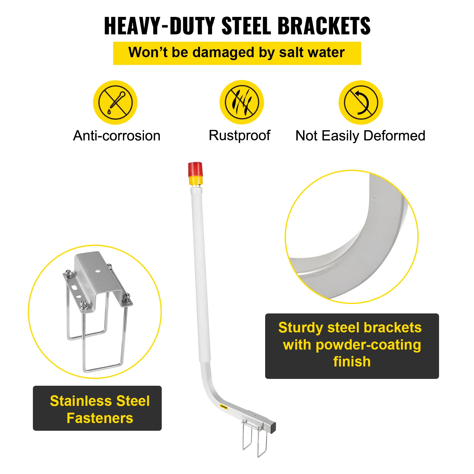 VEVOR Boat Trailer Guide-on 60" 2PCS Steel Trailer Post Guide on with LED-Lighted PVC Tube Covers Mounting Hardware Included
