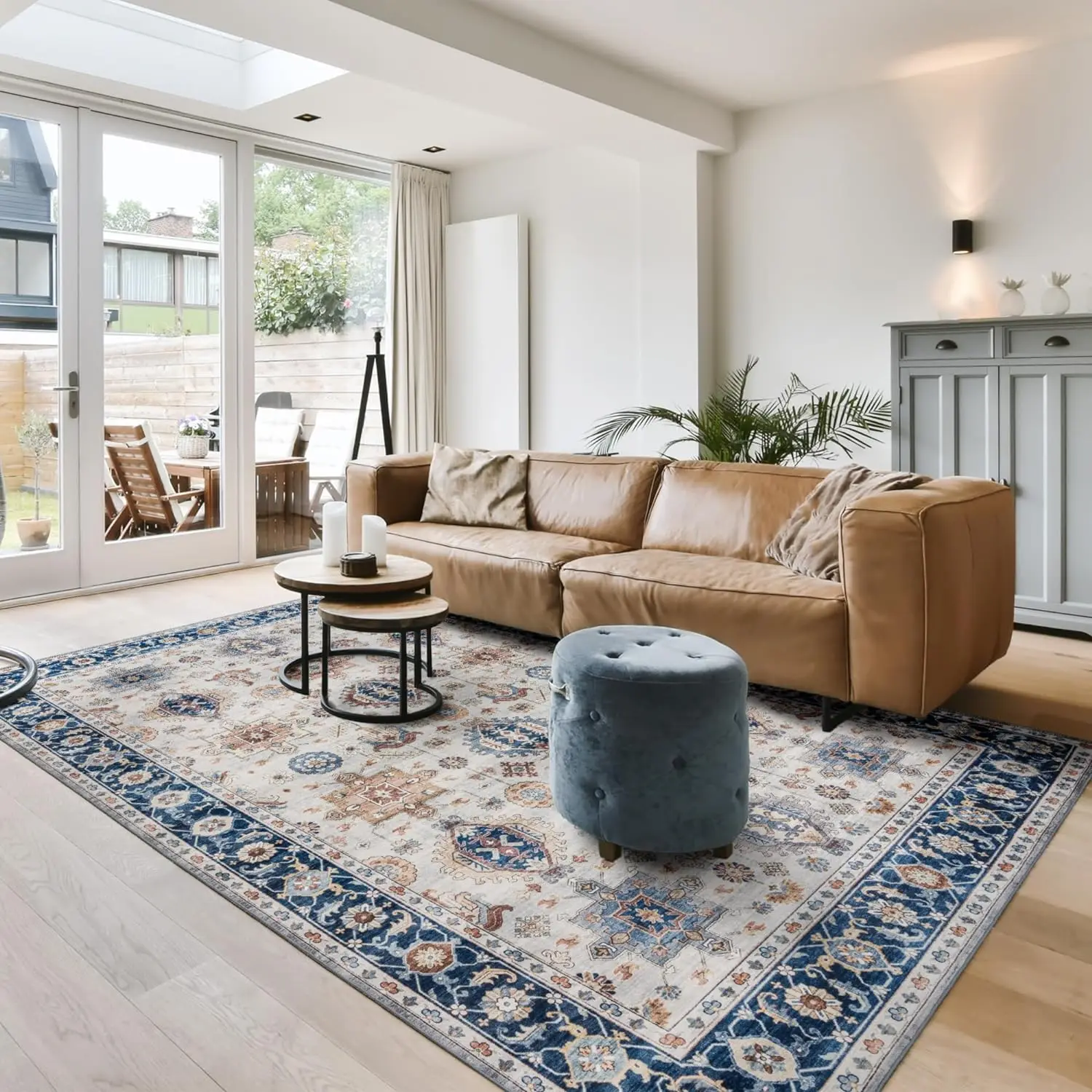 vikama Printed Indoor Boho Area Rug - Non Slip Super Strong,Printed Rug Home Décor for Entryway, Bedroom, Living Room Decor