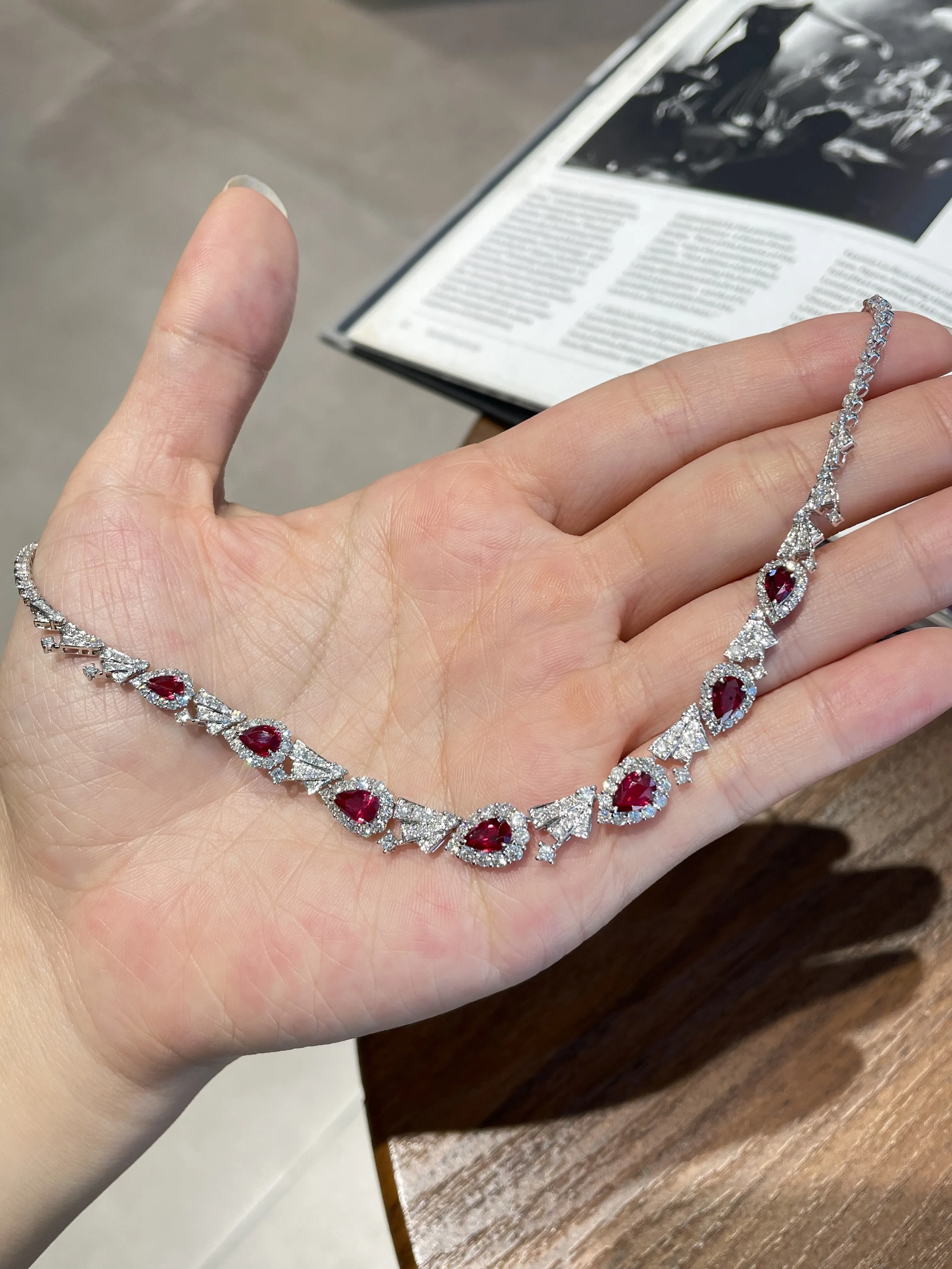 Natural Red Ruby 3.45ct Diamond Necklace 18K White Gold – Vexaro Fine Jewelry