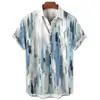Summer Fashion Irregular Striped Printed Tops Men's Short Sleeve Shirts Casual Business Shirts Daily Street Tops Oversized S-5XL 2