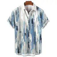 Summer Fashion Irregular Striped Printed Tops Men's Short Sleeve Shirts Casual Business Shirts Daily Street Tops Oversized S-5XL 2