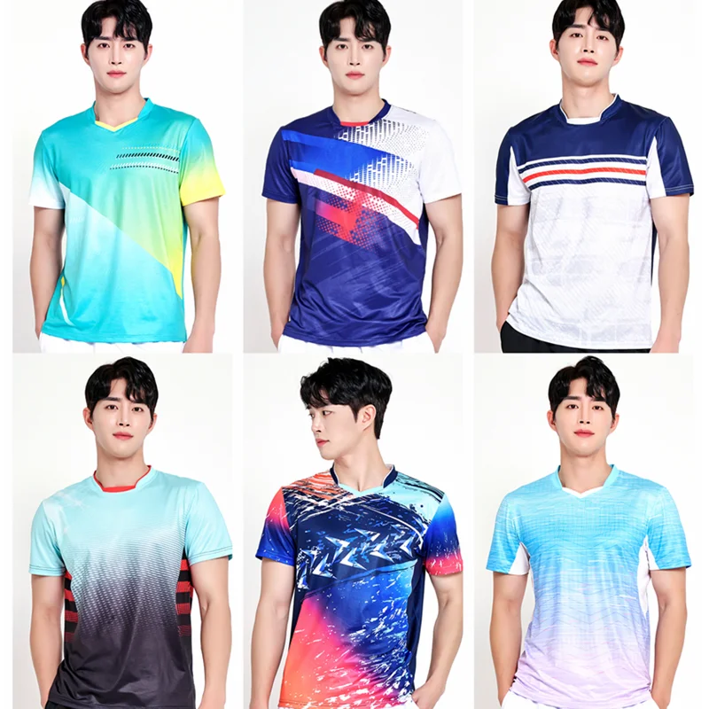 Summer Couple Badminton Wear Printed Quick Drying Short sleeved T-shirt for Men's and Women's Team Competition