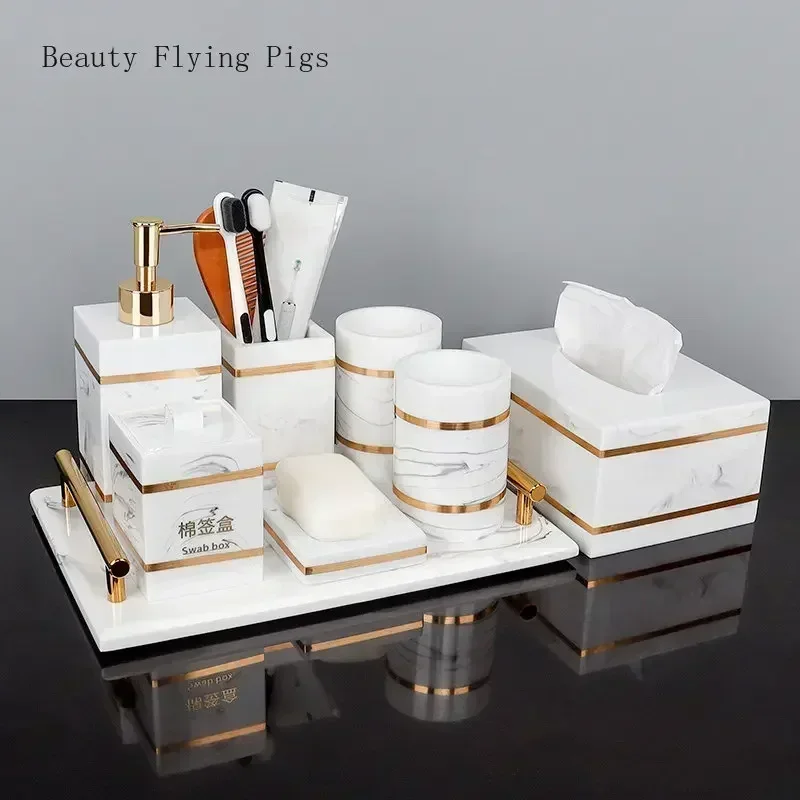 1pcs Resin Light Luxury Bathroom Wash Tray Hotel Bathroom Wash Table Toothbrush Shelf Decoration Toilet Accessories