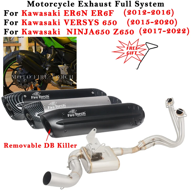 

Motorcycle Exhaust Escape Full System Modified Muffler DB Killer For Kawasaki ER6N ER6F Z650 Versys Ninja 650 2012 - 2020 2021