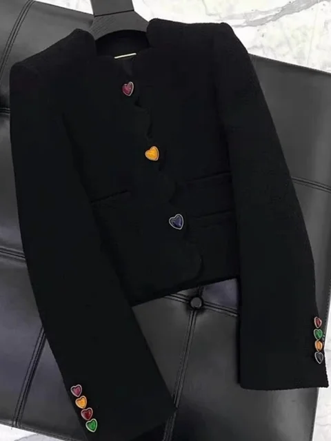 [알리익스프레스] 클래식의 현대적 표현: JAMERARY 여성용 러브 버튼 트위드 재킷