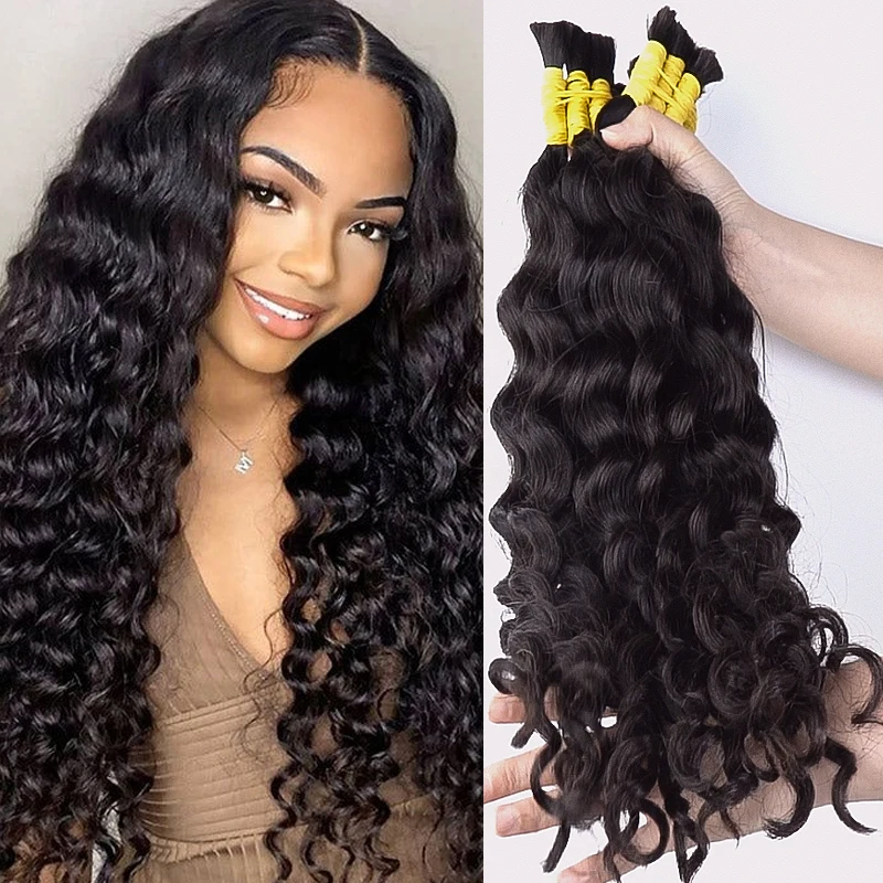 hair suppliers bulk Human Hair No Weft Full End Virgin Bulk Human Hair For Braiding More Opened Curly