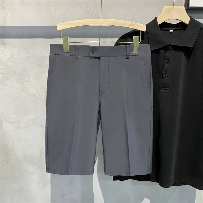 Chino Shorts Men Front Pleated Shorts Casual Bermuda Work Wear Shorts Korean Fashion Pants For Summer 3