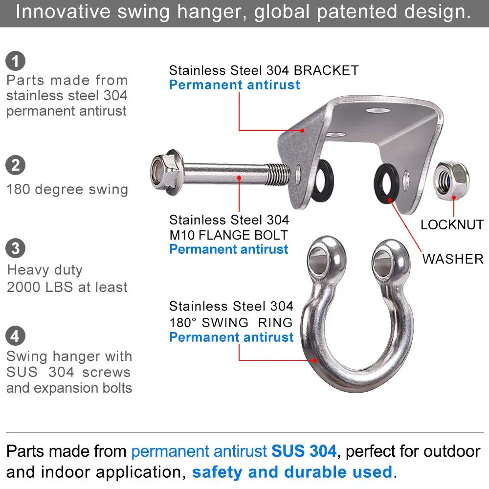 Aerial Swing Hangers 500kg Capacity Ceiling Mount for Yoga Hammock Chair Sandbag Punch Bag 304 Stainless Steel Swing Accessories 3