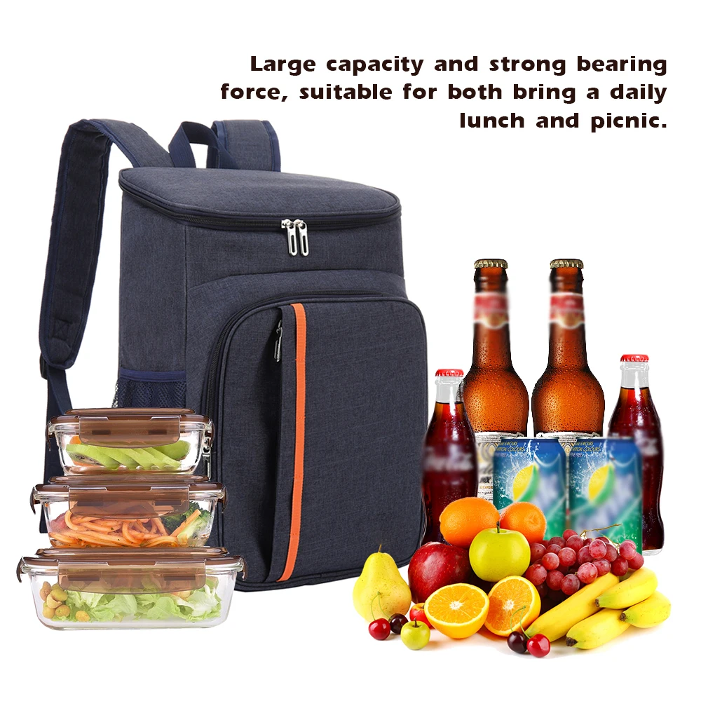 18L Large Capacity Cooler Bag Leak Proof Lunch Backpack Thermal Picnic Cool Warm Insulated Bag Outdoor Food Beverage Storage