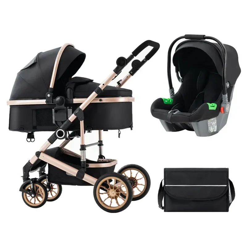 High Landscape Baby Stroller 3 in 1 With Car Seat and Stroller Luxury Infant Set Newborn Baby Car Seat Trolley