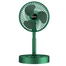Compact Foldable USB Electric Fan - Portable Indoor/Outdoor Mini Cooling Solution (Green wired)