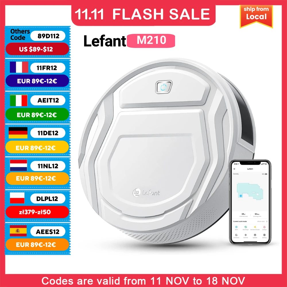 Odkurzacz automatyczny Lefant M210 z EU za $76.05 / ~312zł