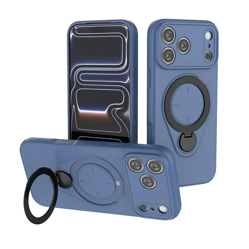 Magnetic TPU Phone Case with 360° Rotating Kickstand and Ring Holder