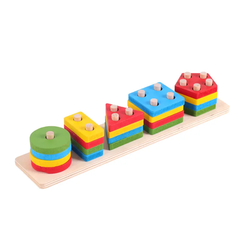Five sets of pillar toys, building blocks, kindergarten geometry matching, cognitive early education for babies 5