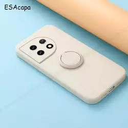 Silicone Phone Case with Ring Stand Holder and Camera Lens Protection - Straight Edged Back Cover - Oneplus 10pro 5G (White)