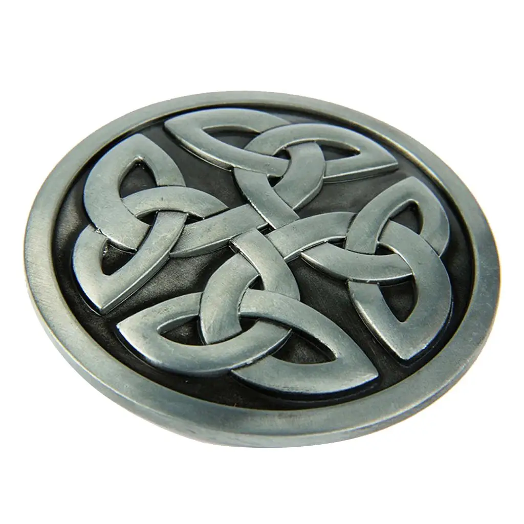 Decorative Pattern Western Style Cowboy Silver Round Belt Buckle Men