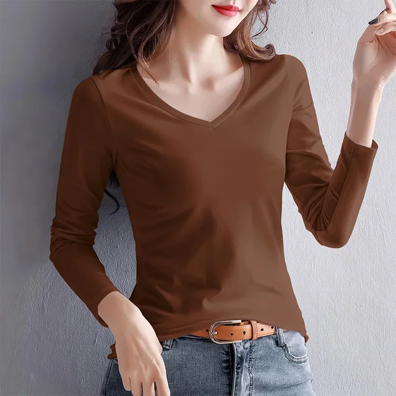 Coffee V-neck long sleeve
