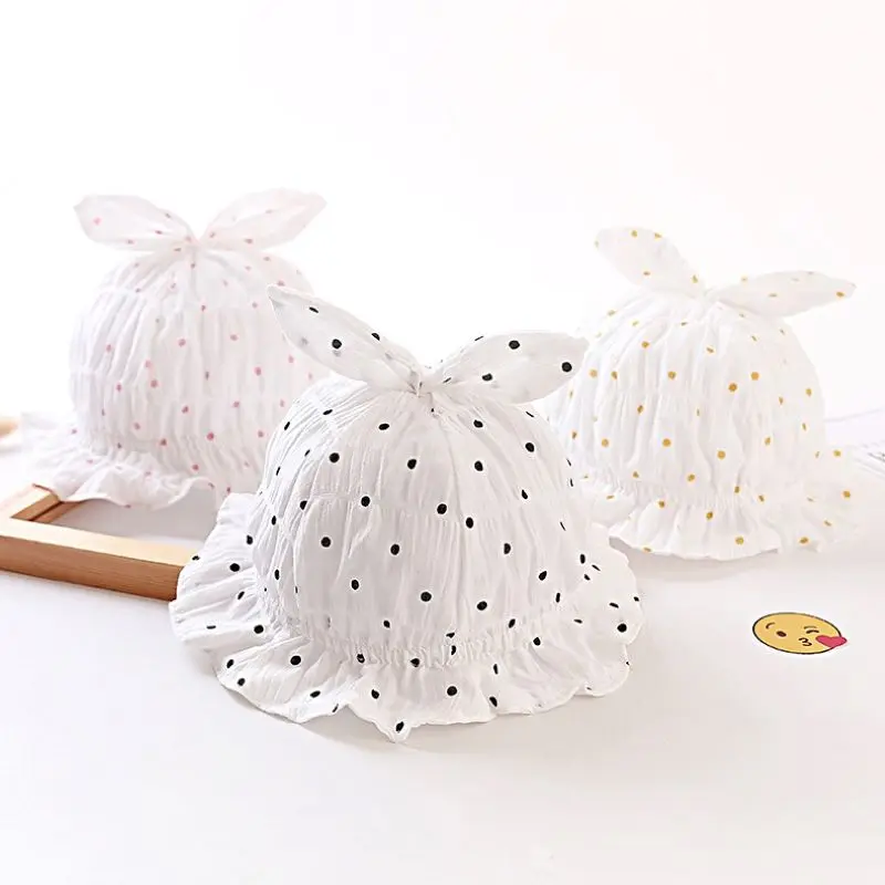 

Spring Autumn Cute Newborn Princess Fisherman Hats Dots Print Baby Girls Hat Cotton Infant Headwear Kids Cap Accessories 2-15M