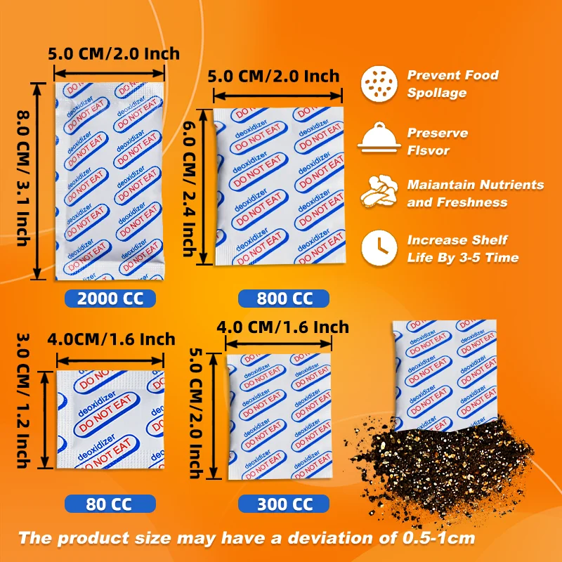 Long Term Storage Vacuum Sealed Bag Jars Oxygen Absorbers for Food Dry Food Storage Cans oxygen absorber for food