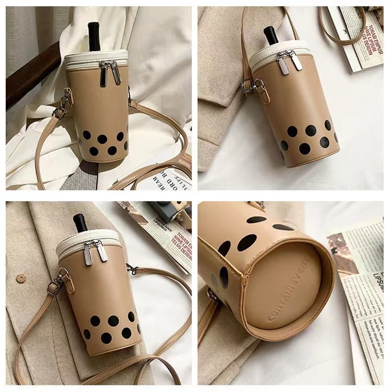 Personalized Bag for Women, Milk Tea Cup Shaped Bucket Bag, Crossbody Shoulder Bag, Kawaii Bubble Tea Boba Milk Handbag, Trendy 6