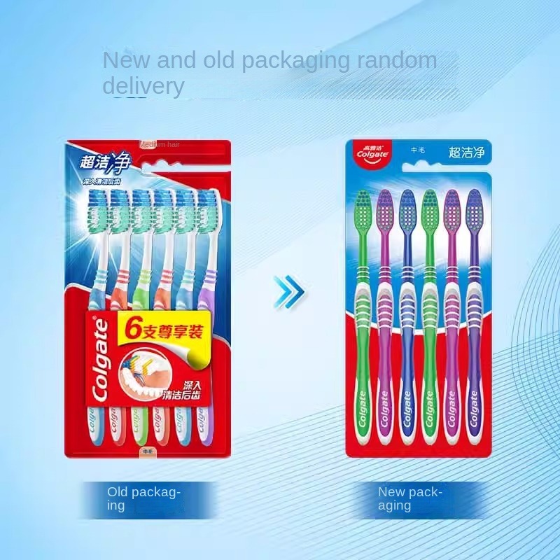 Colgate 6 Packs Toothbrush Tooth Cleaning Family Couple Fine Soft Medium Hair Travel Suit For Men And Women Back Tooth Cleaning