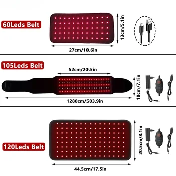LED Red Light Belt 850nm and 660nm Infrared Light Pad for Relieve Back Waist Shoulder Knees Joints Fatigue Burning Fat Slimming