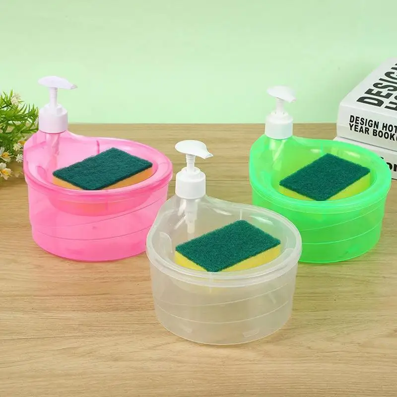 Dishwashing Liquid Automatic Dispenser Portable Soap Liquid Adder Kitchen Detergent Press Box Sponge Soap Kitchen Tools