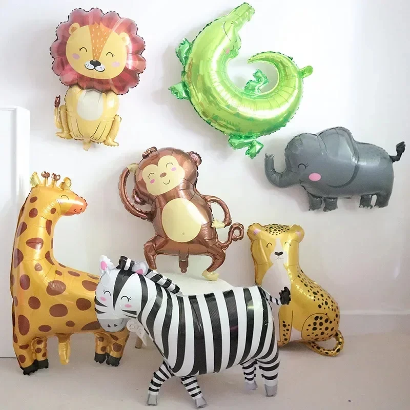 New Cartoon Animal Theme Foil Balloon Jungle Safari Forest Lion Rabbit Kids Birthday Decoration Supplies Elephant Giraffe Baloon