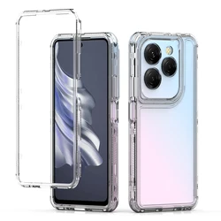 Rugged Armor Shockproof Phone Case with Hard Plastic Frame and Transparent TPU Back Cover for Spark 20 Pro KJ6 (Clear)