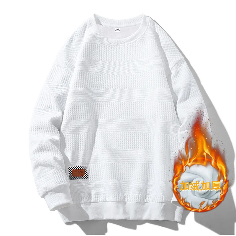 

Men's Cotton Sweatshirt Hoodies Jacquard super soft velvet Loose Pullover Warm thicken Streetwear Male Fashion Winter Outwear