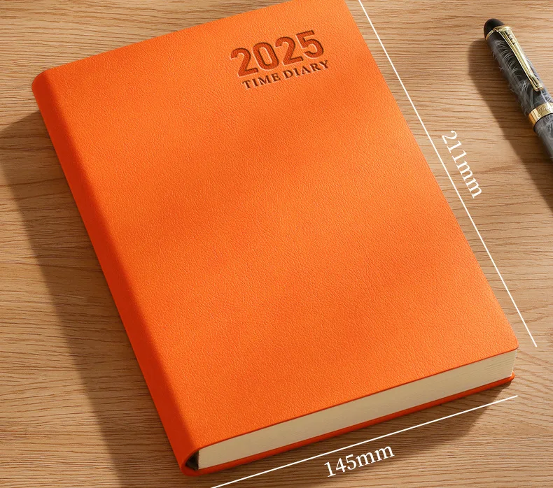 Daily Planners A5 English Thicken 400 Page Schedule Notebook PU Leather Colorful Month Index Agenda Office School Supplies