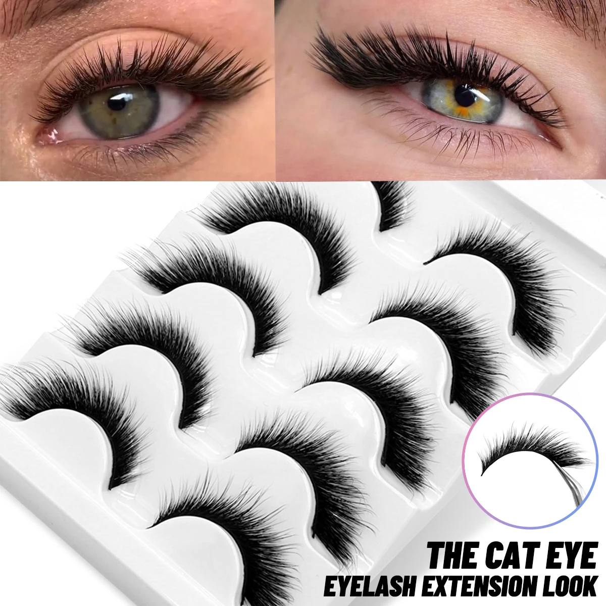 Groinneya Fauxcils En Faux Vison, Extension Pour Les Yeux De Chat