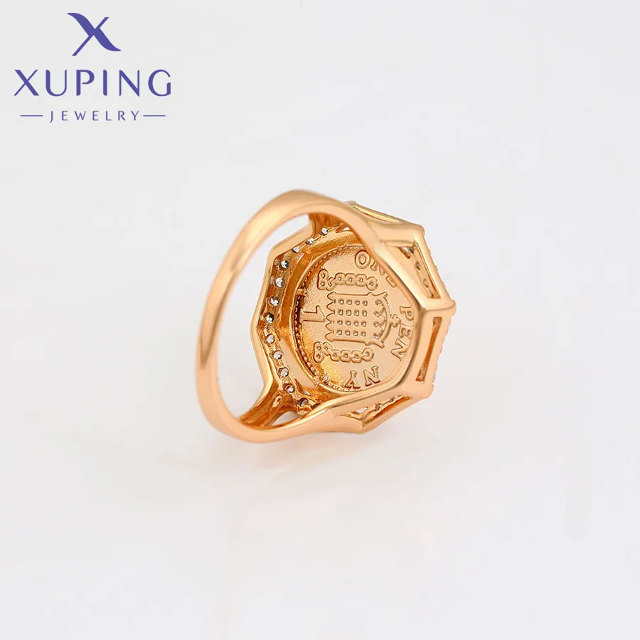 Xuping-Bague plaquée or avec zircon cubique synthétique pour femme, bijoux tendance, charme populaire, cadeau d'anniversaire pour femme, contre-indiqué, 13393