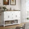Buffet Sideboard Cabinet with Storage, 47.2" Modern Farmhouse Coffee Bar with 2 Drawers, Barn Doors Console Table with Shelf 3