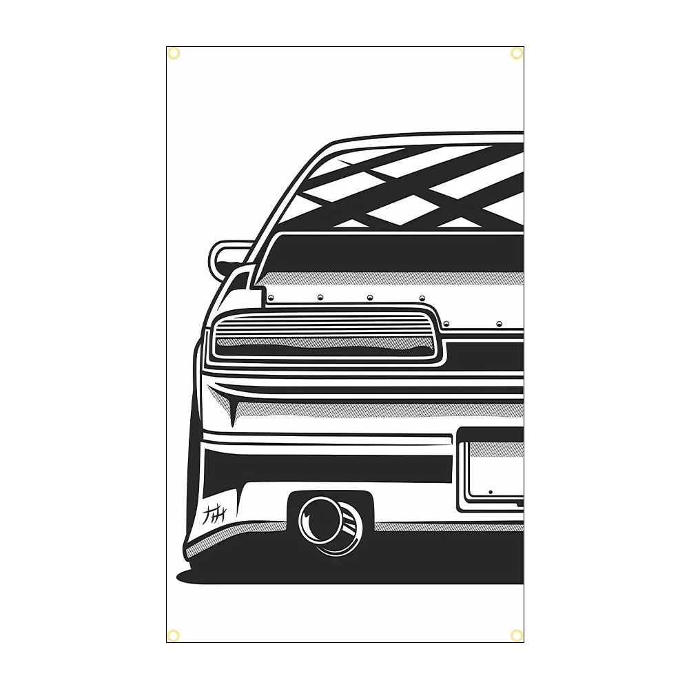 thumbnail image 1 of Bandera de coche JDM de poliéster con estampado de carreras, 90 x 150 cm, 3 x 5 pies, para decoración, 1 of 5
