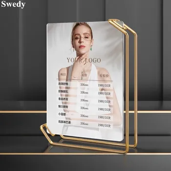 6 Inch 105x150mm Acrylic Sign Holder Menu Paper Price Listing Poster Frame Baby Wedding Gift Metal Photo Picture Display Stand
