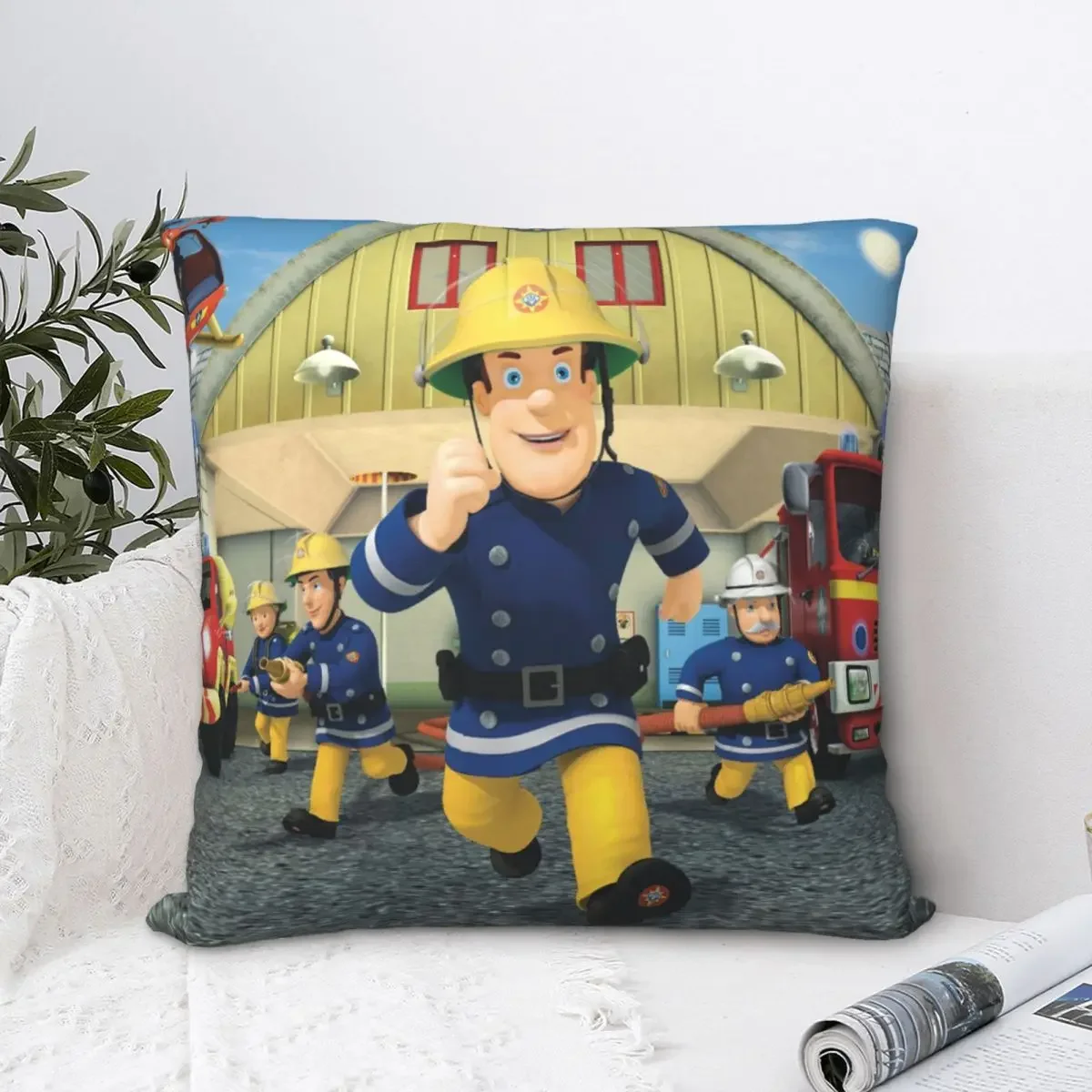 Cushion Cover Pillow Case Cover Throw Pillow Cushions Running Throw Pillow Case Fireman Sam Steele Educational Cartoon Backpack DIY Printed Kawaii For Chair Decor
