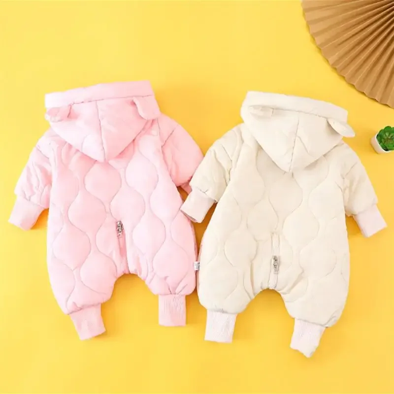 Newborns Hooded Jumpsuit Winter Boys Girls Overalls for Children Cotton Rompers Baby Clothes 0 24 Months Infants Bodysuits