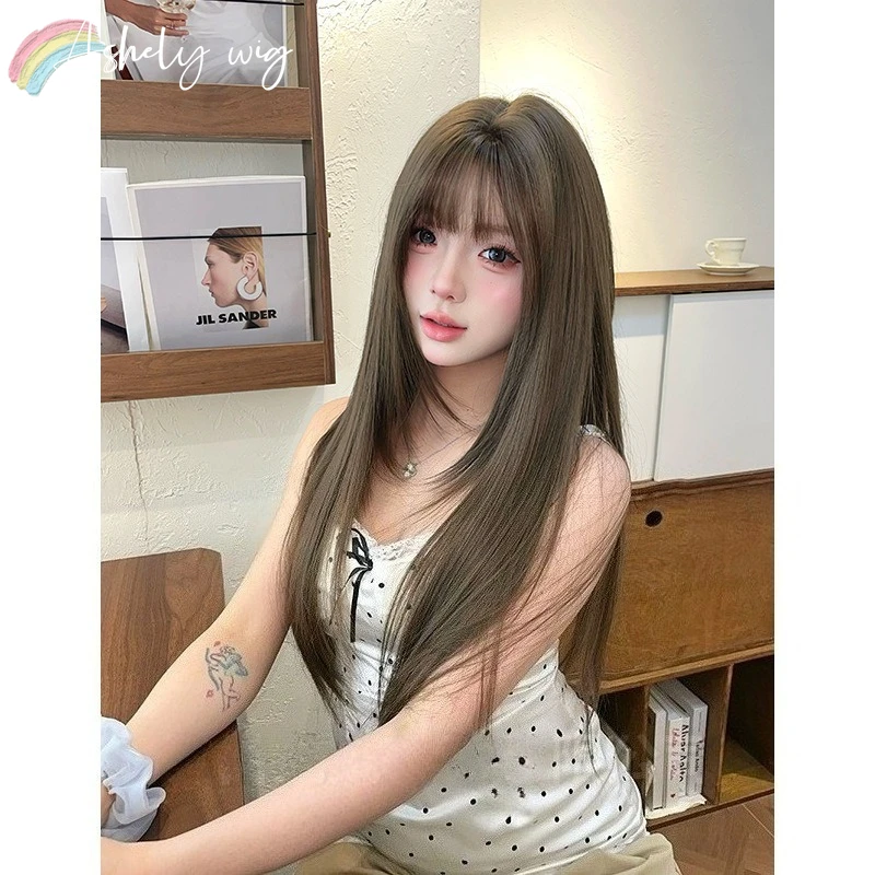 Cold Brown Wig for Women 24inch Long Straight Layer Hair Wigs High Temperature Fibers Synthetic Wigs Cosplay Natural Looking