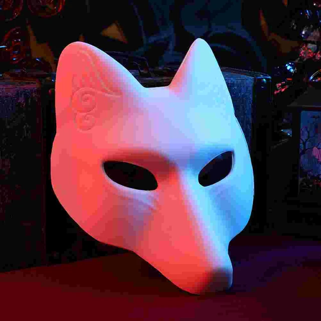 2Pcs Therian Mask Fox Cat Therian Mask for Adults White Blank Fox