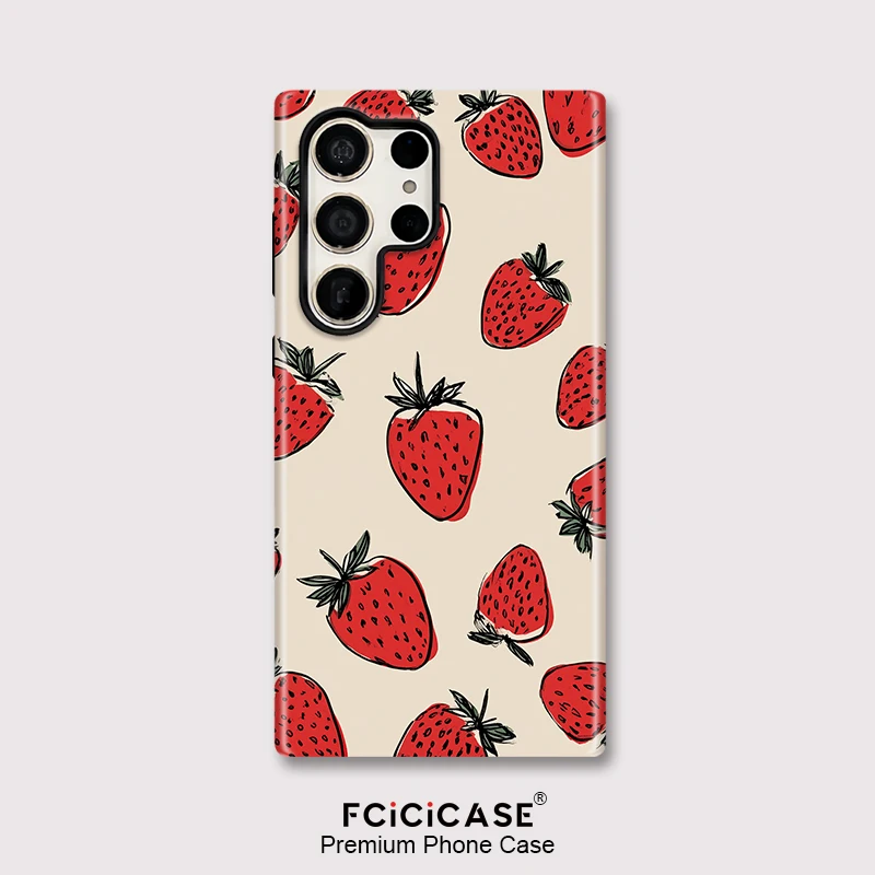 Strawberry Print Dual Layer Protective Acrylic PC Cover