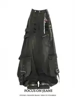 Black Jeans Women American Style Y2K 90S Vintage High Waisted Jean Straight Trouser Streetwear Casual Loose Wide Leg Denim Pants