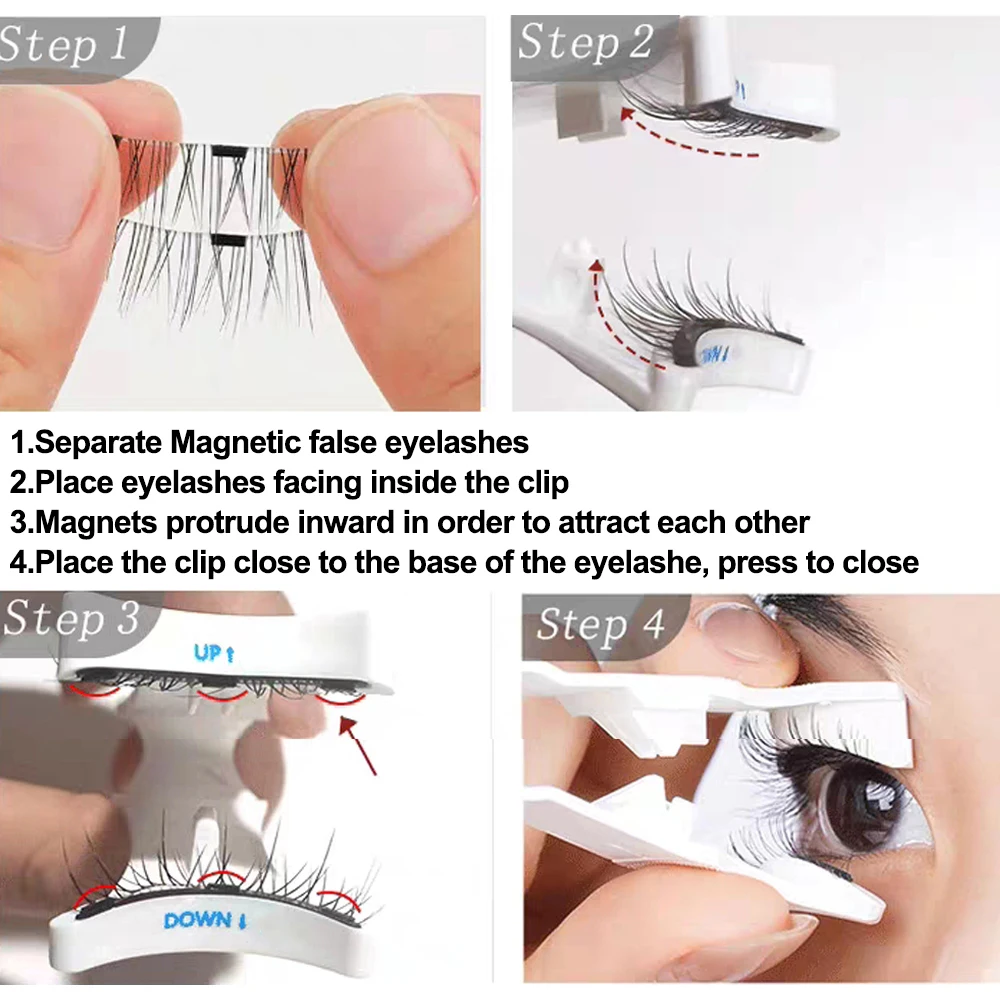 Fluffy magnetic eyelashes set glue-free eyelash clip tools reusable false eye lash strip cluster for women makeup beauty salon