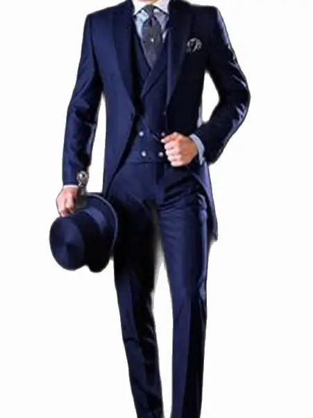 

Italian Gentleman Style Wedding Man Long Tail Coat Groom Prom Tuxedos Formal Mens Suits Terno Masculino (Jacket +Pants +Vest)