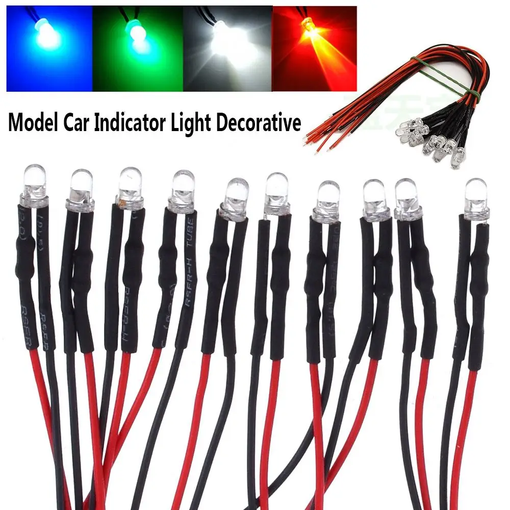 10pcs 1/14 Tamiya RC Crawler Red White Yellow LED Light Drift Car  RC Truck Lights 3mm 12V