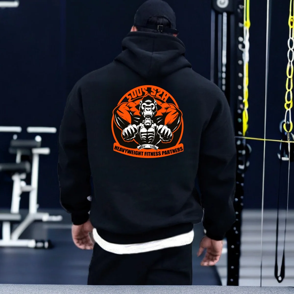 Men's Hoodies Fashion Print Clothing Casual Oversized Pullover Gym Workout Hooded Sweatshirt