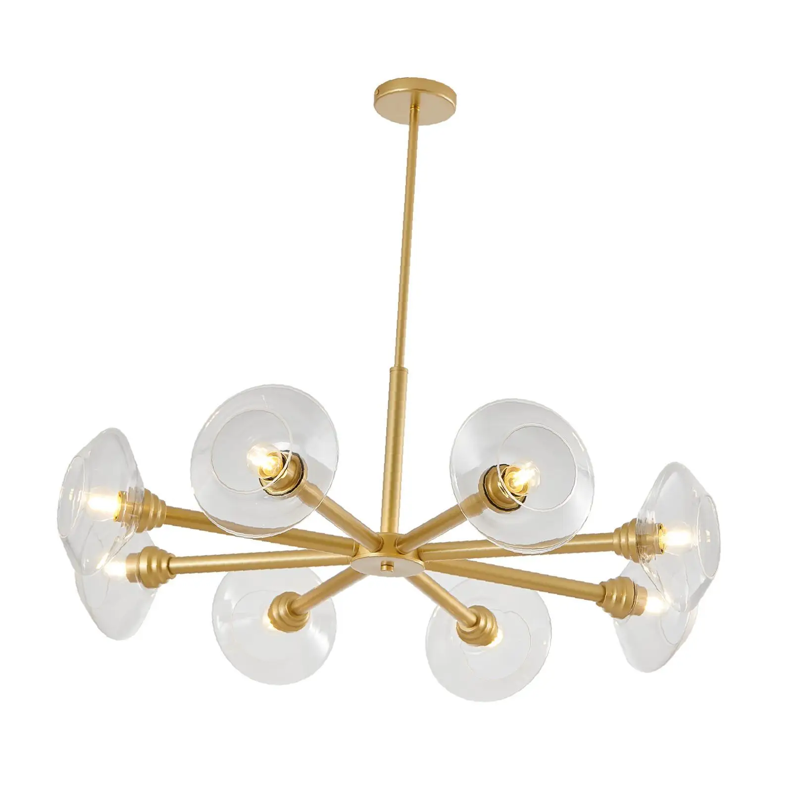 Elegant Gold Pendant Light Fixture Sputnik Chandelier Clear Glass Hanging Lamp for Dining Room Ceiling Modern Decor Elegant Gold Pendant Light Fixture Sputnik Chandelier Clear Glass Hanging Lamp for Dining Room Ceiling Modern Decor