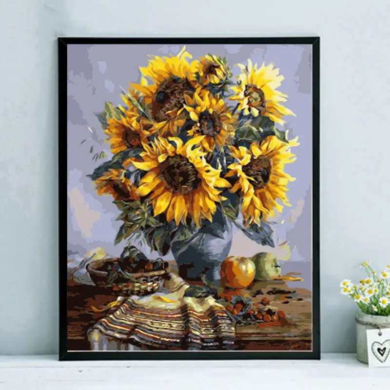

Oil painting hand -painted colorful living room plant landscape flower decorative oil color painting perilla and daisy