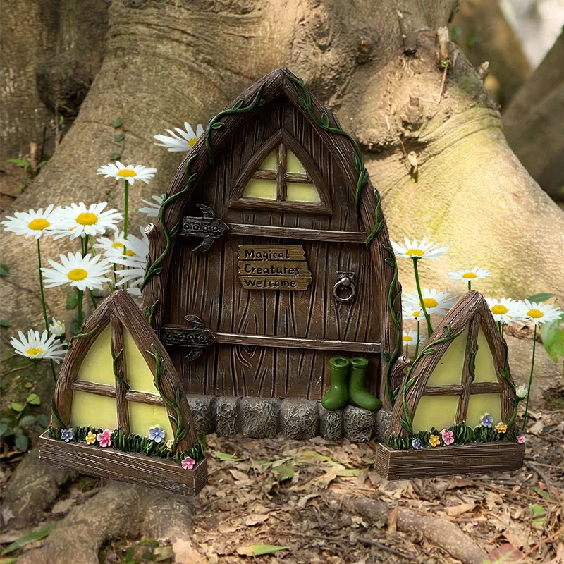 Puerta Jardín 3D Rosa Terrario Bonsái Decoración Puerta De Hadas Miniatura Pink Streak - 3D Para Árboles, Terrarios Y Jardines De Hadas Puerta Rosa Para árboles