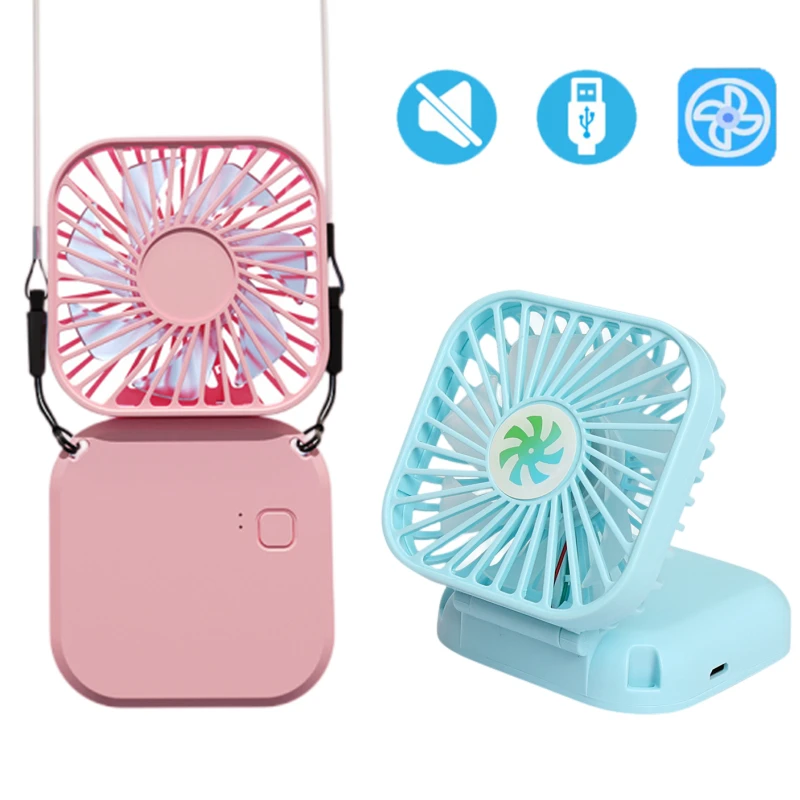 Portable USB Fan Mini Air Cooler Summer Fashion 3 Mode Fan Rechargeable Office Home Outdoor Hanging Neck Handheld Desk